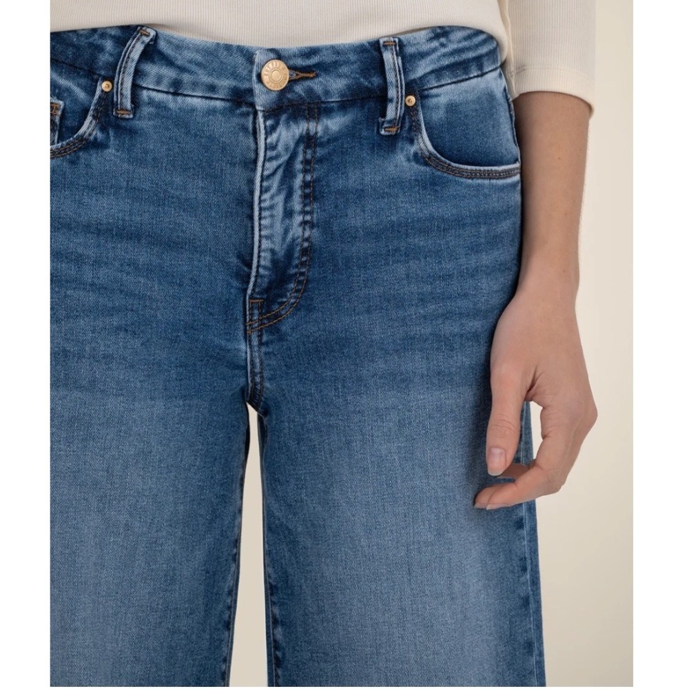 Kut From The Kloth High Rise Fab Ab Meg Wide Leg Medium Wash Jeans 00 New W Tags - Picture 3 of 8